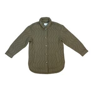 Madewell Quilted Shacket Jacket Women’s Small Olive Green Button Front Coat